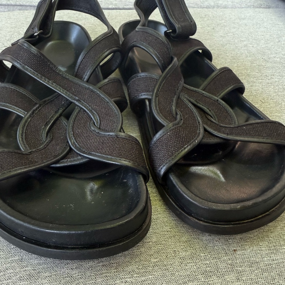 TOTEME canvas leather chunky sandals - Picture 7 of 9